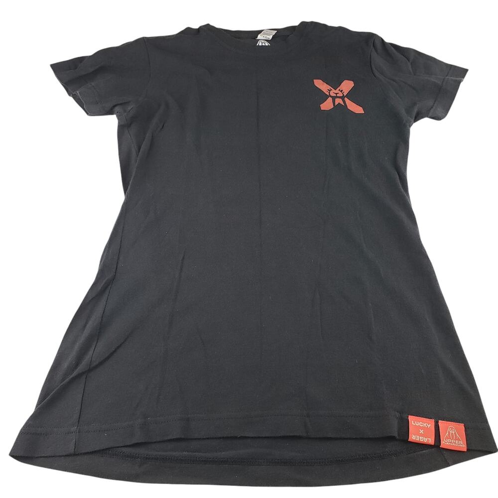 Upper Playground Shirt Womens Small Lucky Lager Black Short Sleeve 100% Cotton